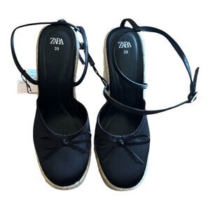 CHIC & CLASSIC: Zara Black Espadrille Wedge Heels – Size 8 / EU 39